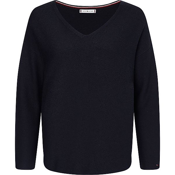 Tommy Hilfiger Texture Relaxed V-ausschnitt Sweater M Desert Sky günstig online kaufen
