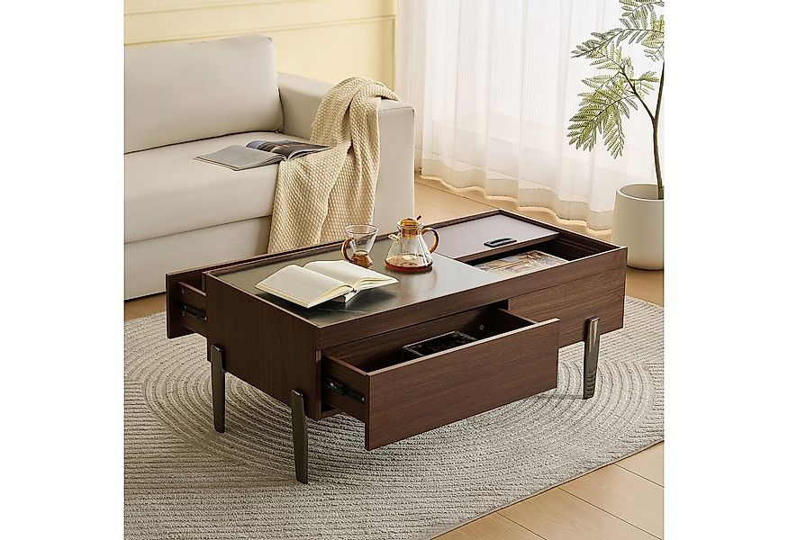 Merax Couchtisch Sofatisch mit Marmordekor und Metallbeinen (1-St., 105 L x günstig online kaufen