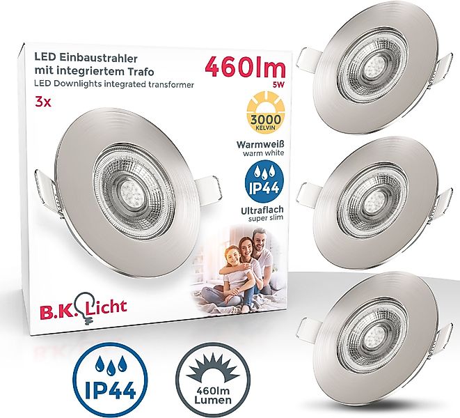 B.K.Licht LED Einbauleuchte 3er Set Bad günstig online kaufen