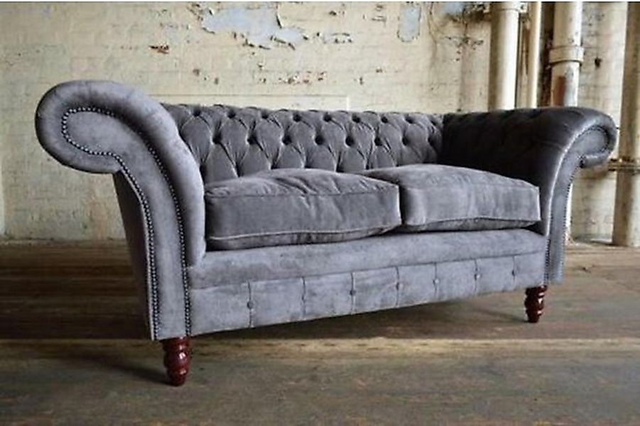 JVmoebel Chesterfield-Sofa Luxus Chesterfield Grauer Dreisitzer Polstermöbe günstig online kaufen