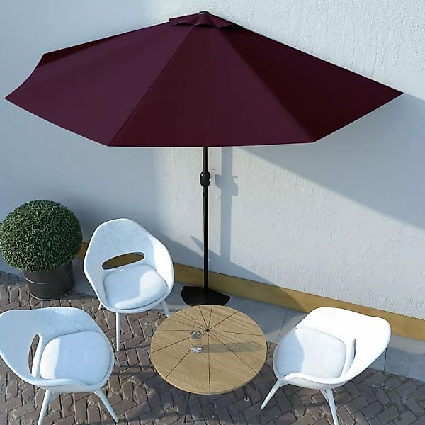 Balkon-sonnenschirm Alu-mast Bordeauxrot 300x150x253cm Halbrund günstig online kaufen