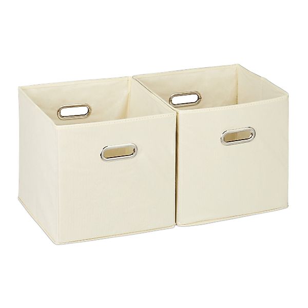 relaxdays Aufbewahrungsbox Stoff 2er Set, Beige günstig online kaufen