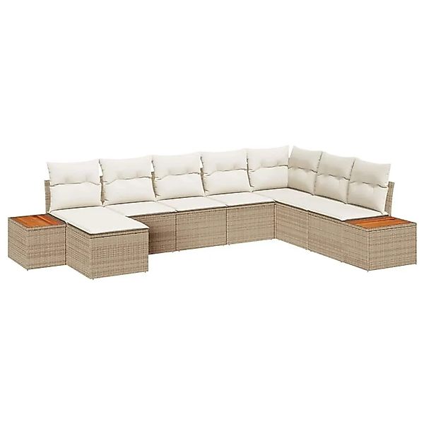 vidaXL Gartensofa-set mit Kissen 8-Tlg Beige und Creme Poly-Rattan 3356816 günstig online kaufen