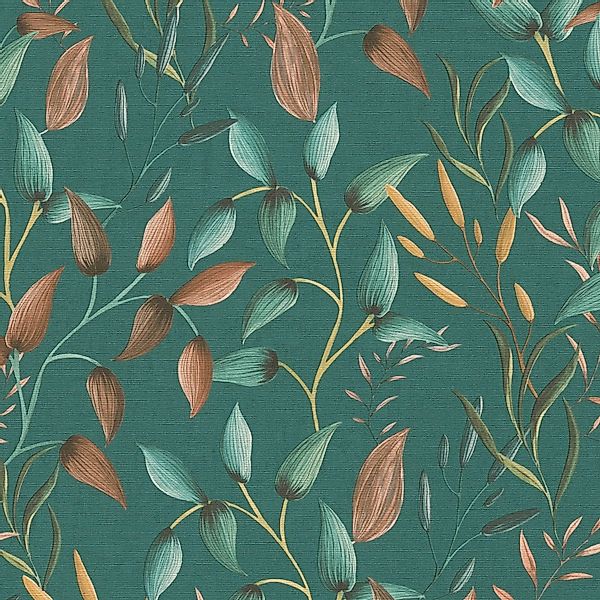 PROFHOME 397454-GU Landhaus Tapete Floral Matt Grün Petrol Orange Gelb 0,53 günstig online kaufen