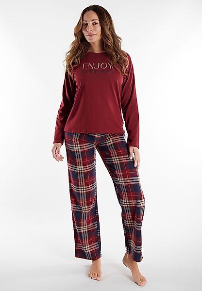 TOM TAILOR Schlafanzug "Xanthi" Rundhalsausschnitt, Hose kariert, langärmel günstig online kaufen