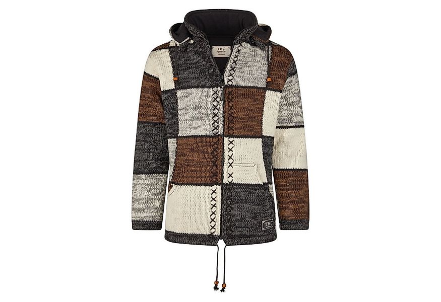 THC Natural Line Strickjacke THC Schafwollstrickjacke braune Quadrate 813 ( günstig online kaufen