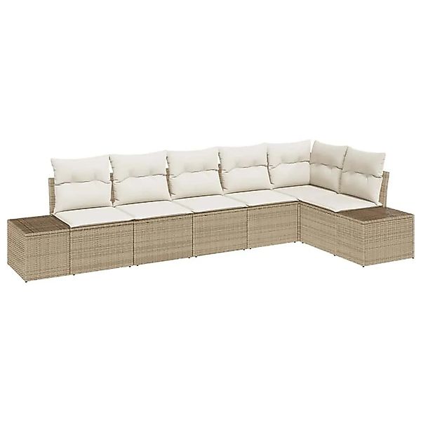 vidaXL Gartensofa-Set mit Speicher 6 Stk Beige und Creme Poly-Rattan 335575 günstig online kaufen
