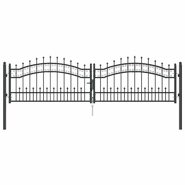 vidaXL Zauntor mit Speer-Top mit Schloss Grau 305 x 75 cm Stahl 42009042 günstig online kaufen