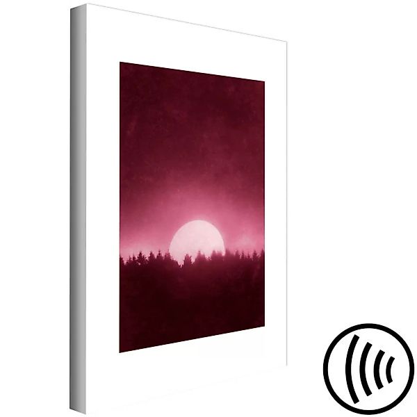 Bild auf Leinwand Vollmond - Nachthimmel über dem dichten Wald in roten Far günstig online kaufen