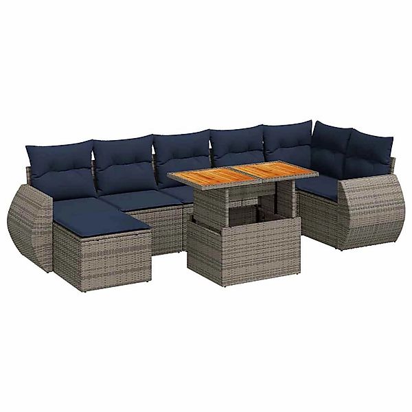 vidaXL 8-Tlg Garten-Sofagarnitur mit Kissen Grau Poly Rattan 3327295 günstig online kaufen