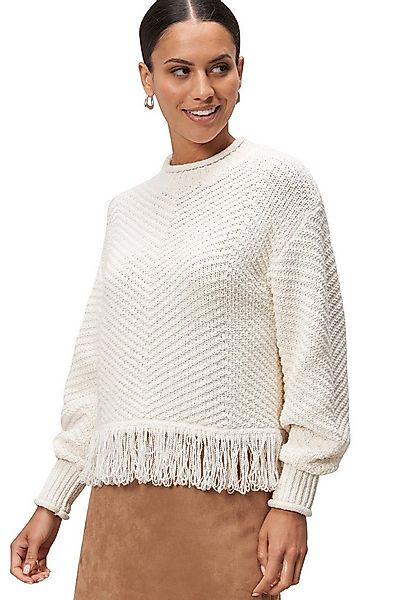 Zero Strickpullover Damen Pullover mit Fransen (1-tlg) Fransen günstig online kaufen