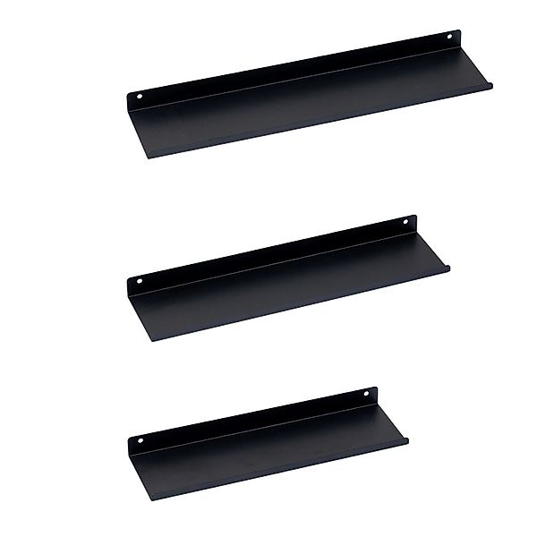 BERLINLODGE Wandregal Metall 3er Set Matte Schwarz Schweberegal Wandboards günstig online kaufen