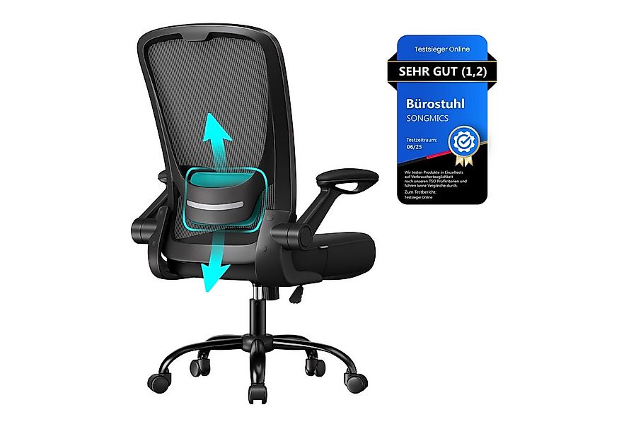 SONGMICS Bürostuhl, ergonomisch, Drehstuhl mit Mesh, Wippfunktion, klappbar günstig online kaufen