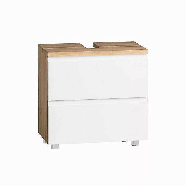 Lomadox Waschbeckenschrank VASTO-03-WHITE 60cm in Wotan Eiche Nb. mit weiß günstig online kaufen