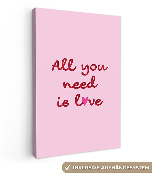OneMillionCanvasses® Leinwandbild Text - Rosa - günstig online kaufen
