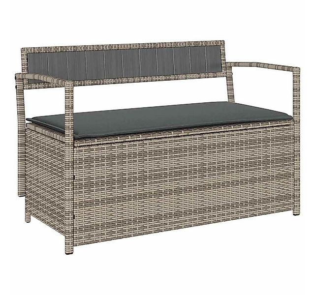 vidaXL Gartenbank Gartenbank mit Stauraum und Kissen Grau Poly Rattan (1-St günstig online kaufen