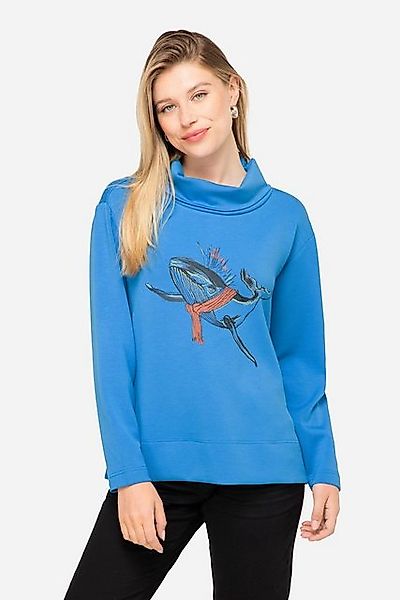 Laurasøn Sweatshirt Sweatshirt Wal-Print Rollkragen Langarm günstig online kaufen