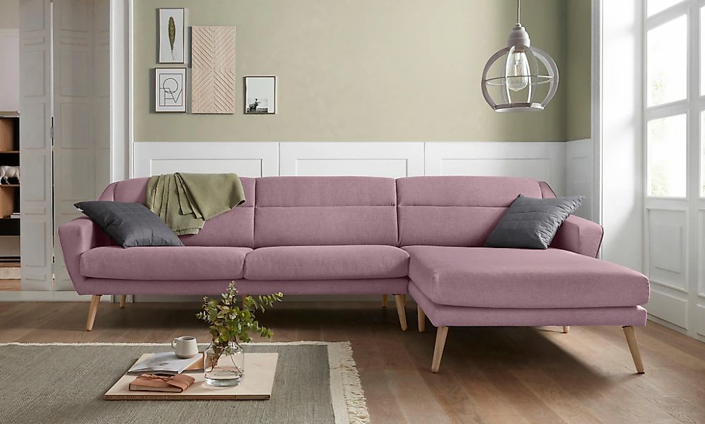 OTTO home Ecksofa "Bille L-Form" mit Naht im Rückenkissen und Beinen aus Ei günstig online kaufen