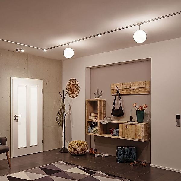 LED URail System Leuchte Globe, dimmbar, Metall, Glas, Ø 200 mm, chrom matt günstig online kaufen