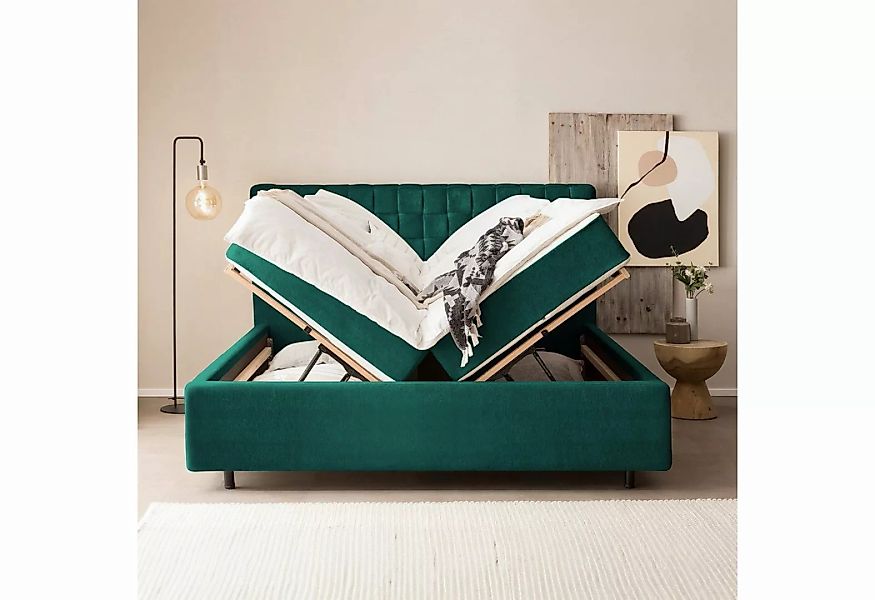 BettCo Stauraumbett Barcelo (in Smaragd Teddystoff, 200 x 200 cm), Bettkast günstig online kaufen