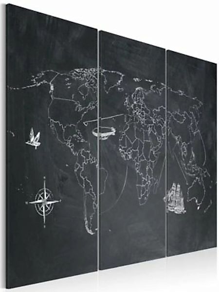 artgeist Wandbild Reise um die Welt - Triptychon weiß/grau Gr. 60 x 40 günstig online kaufen