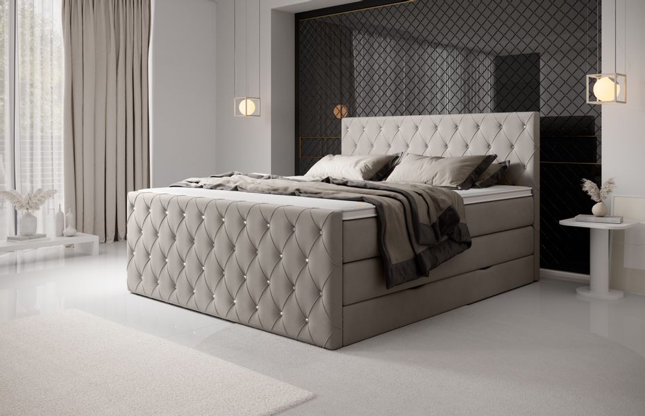 wonello Boxspringbett Dubai, Samt, mit Kristallen, günstig online kaufen