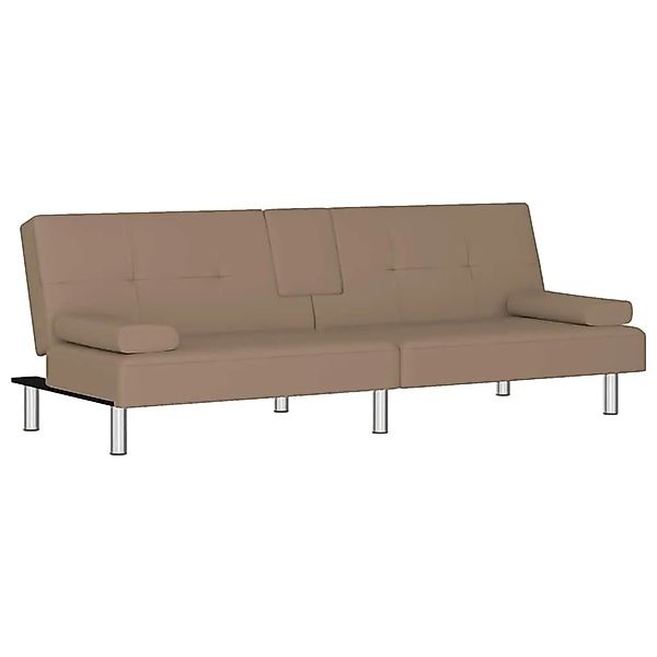 vidaXL Schlafsofa mit Getränkehaltern Cappuccino Kunstleder 351929 günstig online kaufen