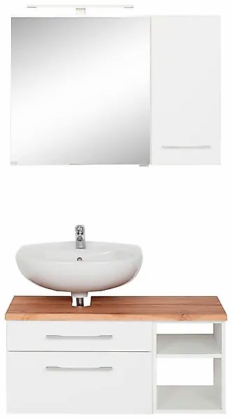 welltime Badmöbel-Set »Davos« 3 Stk. tlg. mit LED-Beleuchtung, Hängeschrank günstig online kaufen