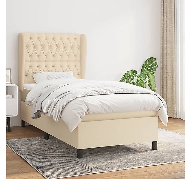 vidaXL Boxspringbett Boxspringbett mit Matratze Creme 100x200 cm Stoff Bett günstig online kaufen