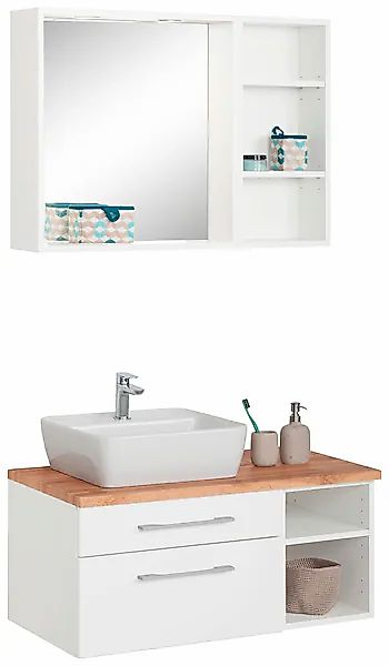 welltime Badmöbel-Set »Davos«, (3 St.), Waschplatz mit Regal und Spiegel günstig online kaufen
