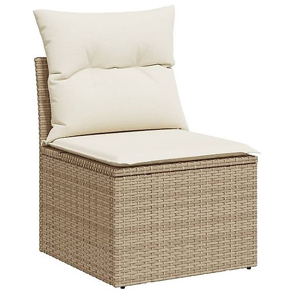 vidaXL Loungesofa Gartensessel ohne Armlehnen mit Kissen Beige Poly Rattan, günstig online kaufen