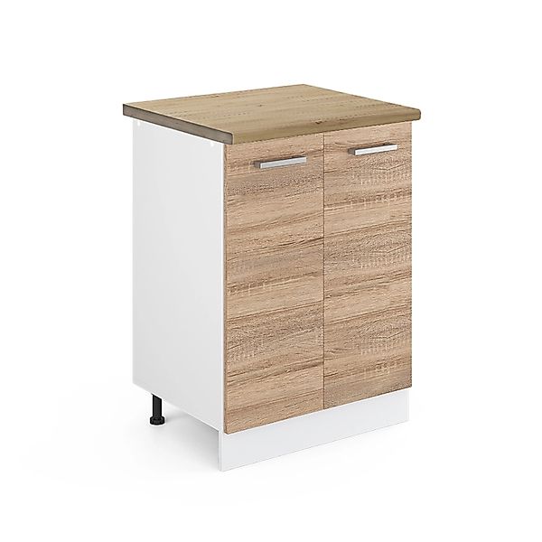 Vicco Küchenunterschrank R-Line Küchenkommode Sonoma/Weiß 60 cm AP Eiche günstig online kaufen