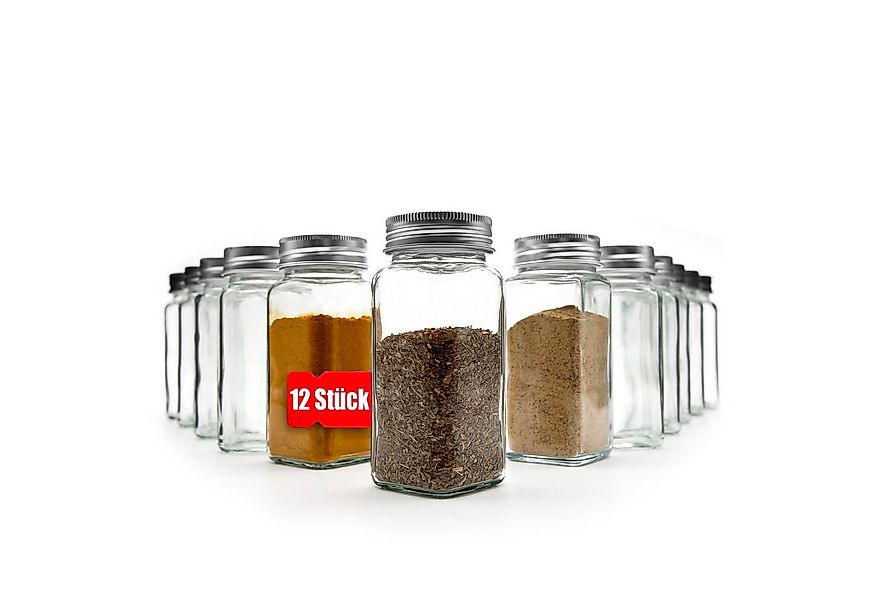 BigDean Gewürzbehälter 12er Set Gewürzgläser eckig luftdichte Gewürzdosen, günstig online kaufen