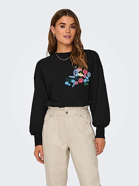 ONLY Sweatshirt "ONLBROOKE L/S O-NECK FLOWER SWT", Baumwollmischung, regula günstig online kaufen