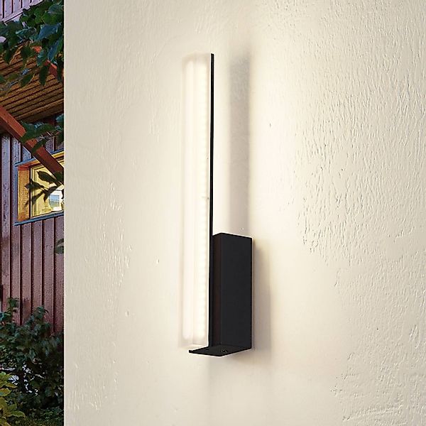 Lucande LED-Wandleuchte Lisana, schwarz, vertikal, IP44 günstig online kaufen