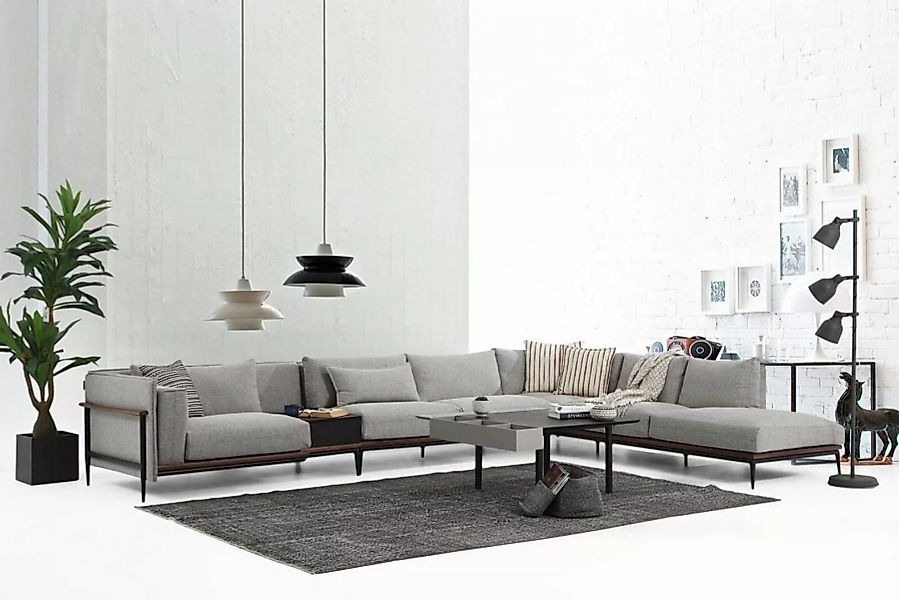 JVmoebel Ecksofa Ecksofa L-Form Sofa Grau Modern Stoff Design Wohnzimmer Po günstig online kaufen