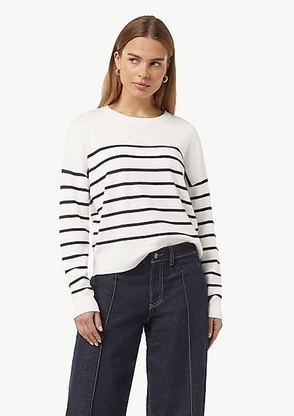 comma Longpullover Strickpullover Strickpullover mit Strukturstreifen günstig online kaufen