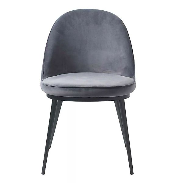 Samt Stuhl Esszimmer in Grau Metallgestell schwarz günstig online kaufen