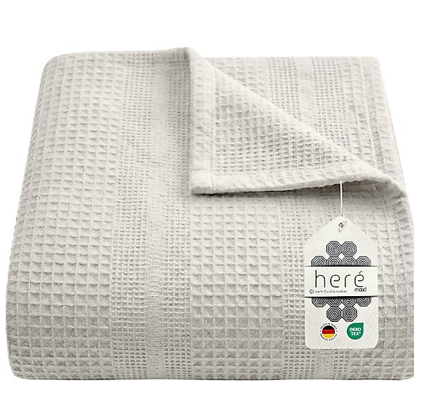 herémood Tagesdecke aus 100% Baumwolle – Elegante Waffelpique Wohndecke 180 günstig online kaufen