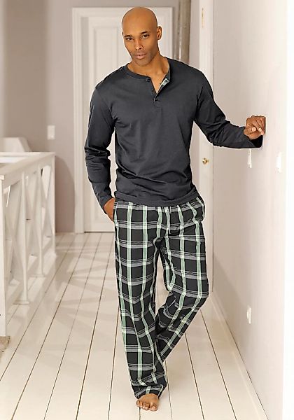 H.I.S Pyjama, (2 tlg., 1 Stück), mit langer karierter Webhose günstig online kaufen