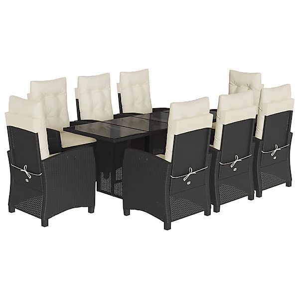 vidaXL 9-Tlg Garten-Essgruppe mit Kissen Schwarz Poly Rattan 3212681 günstig online kaufen
