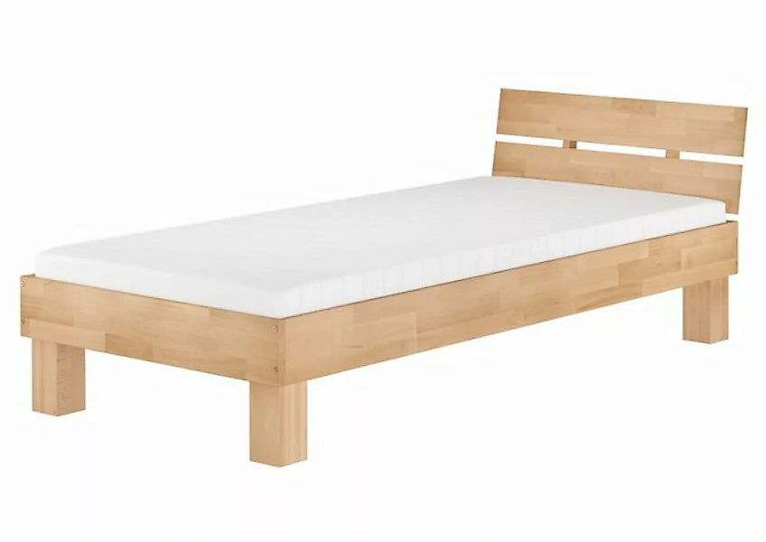 Erst-Holz® Einzelbett mit breitem Kopfteil Buche 90x220 mit Rost und Matrat günstig online kaufen