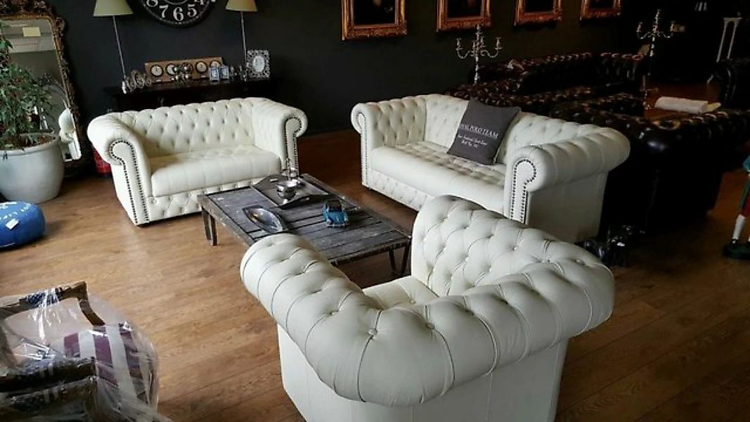 JVmoebel Sofa Chesterfield Sofagarnitur 3+2+1 Echtes Rindsleder 100% Leder günstig online kaufen