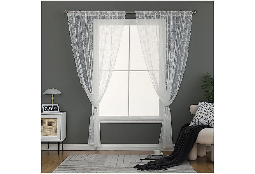 Qelus Türvorhang Vorhänge Spitze Rutentasche für Wohnzimmer Schlafzimmer (1 günstig online kaufen