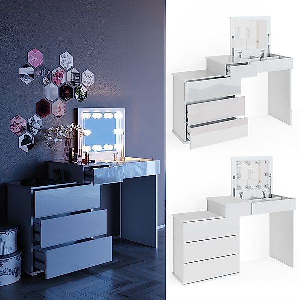 Vicco Schminktisch Lotos, Weiß, 117 cm günstig online kaufen