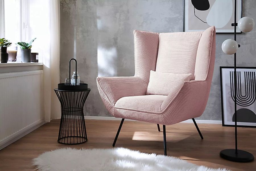 KAWOLA Sessel IVA Relaxsessel Cord rosa günstig online kaufen