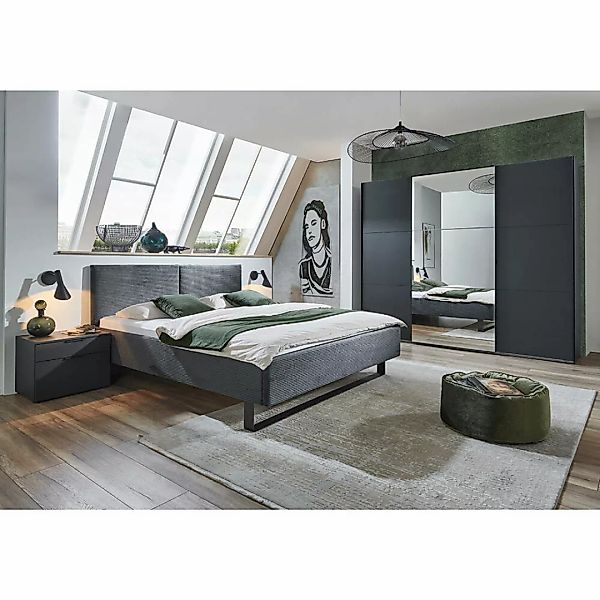 Schlafzimmer Set 4-teilig ARNHEM-43 mit 250cm Schwebetürenschrank in graphi günstig online kaufen