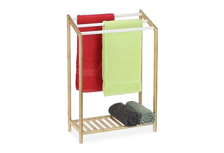 relaxdays Handtuchständer Stehender Handtuchhalter aus Bambus günstig online kaufen