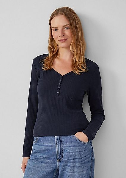 s.Oliver Langarmshirt T-Shirt Ripp-Langarmshirt mit Knopfleiste im Slim Fit günstig online kaufen