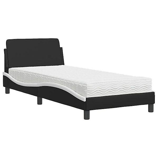 vidaXL Bett Bett mit Matratze Schwarz und Weiß 90x200 cm Kunstleder günstig online kaufen